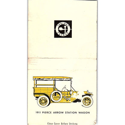 1911 Pierce Arrow Station Wagon Powers Control Vintage Matchbook Cover SC7-Y3