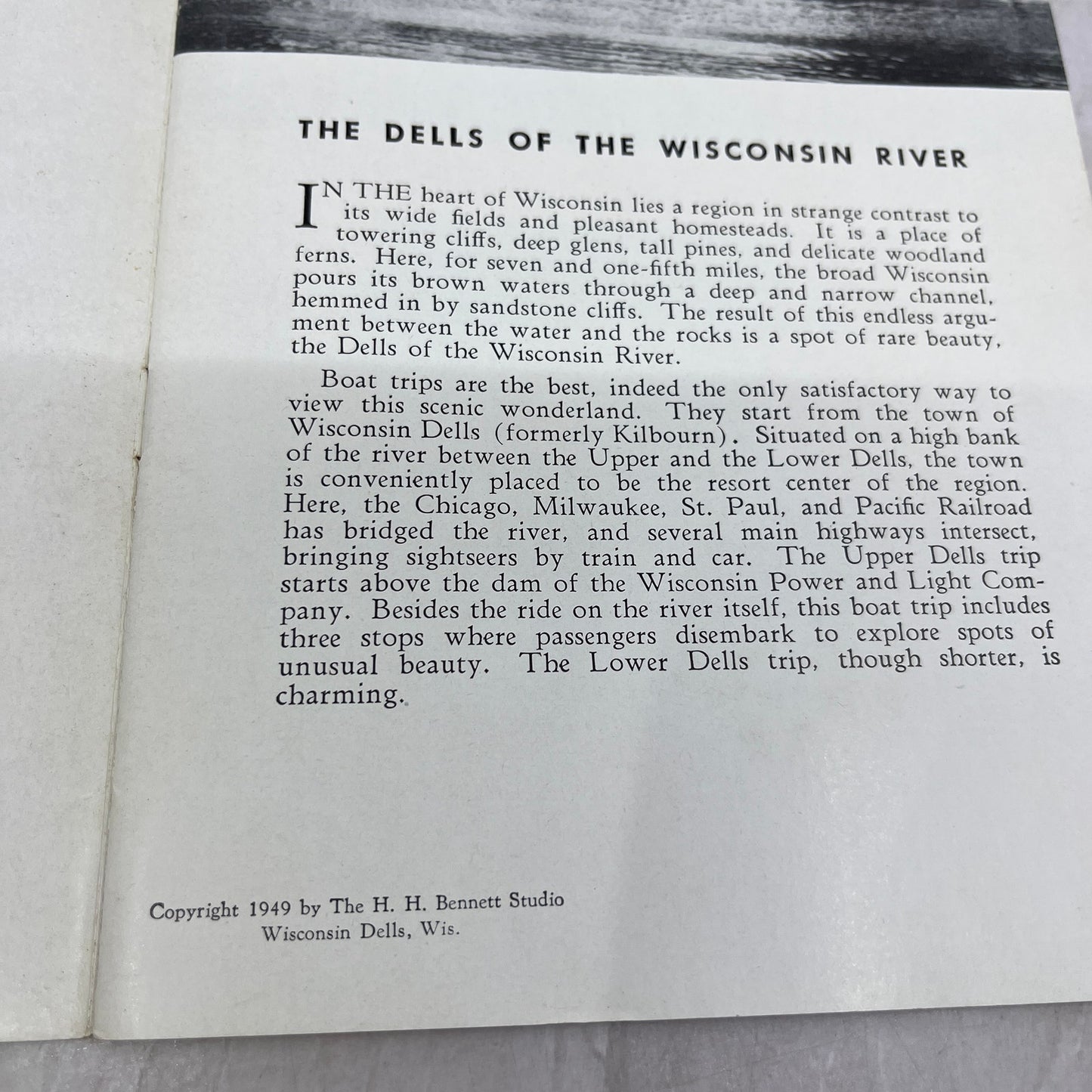 1949 The Dells of the Wisconsin River Color Travel Guide Book L4-2
