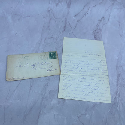 1876 Original Handwritten Letter Carrie to Timothy Sellers Cincinnati OH TB8-OD