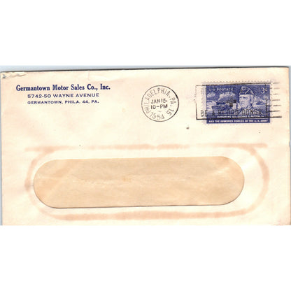 1954 Germantown Motor Sales Co PA Gen Patton Stamp Postal Cover Envelope TG7-PC3