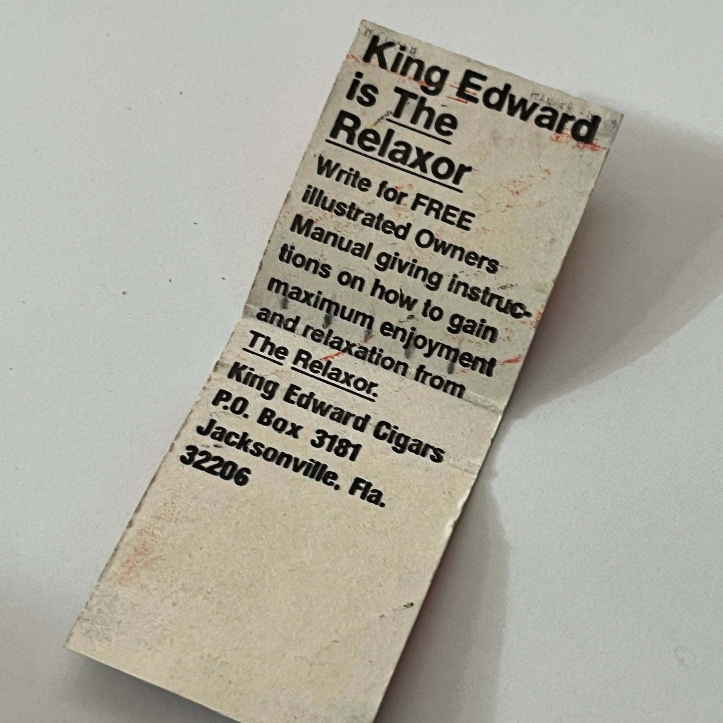 The Relaxor - King Edward Cigars Jacksonville Vintage Matchbook Cover TB6-MB1-13