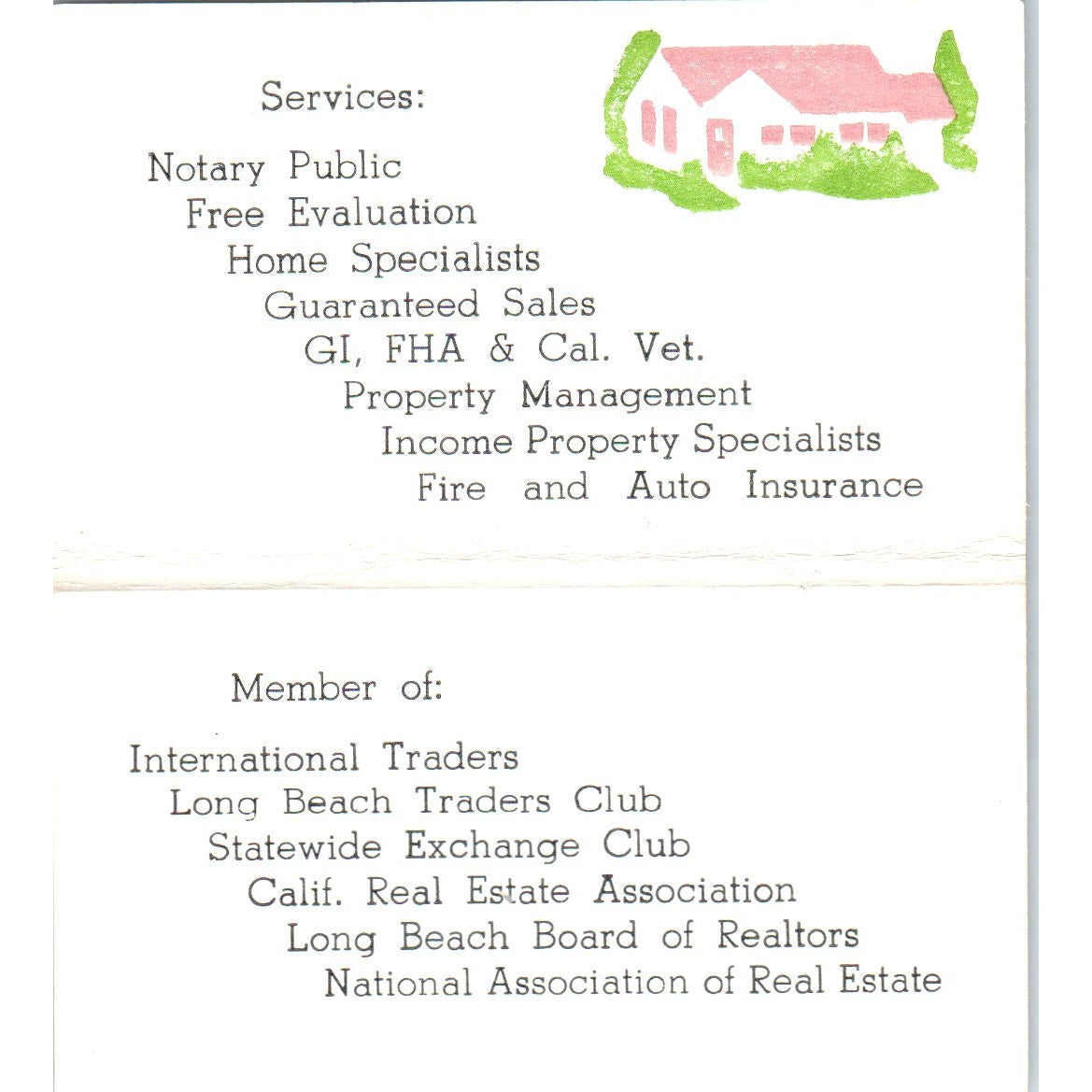 W.F. Alexander Realtor Long Beach CA Vintage Business Card SD8-B2