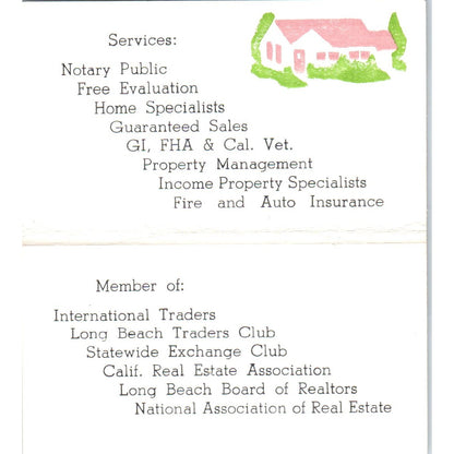 W.F. Alexander Realtor Long Beach CA Vintage Business Card SD8-B2