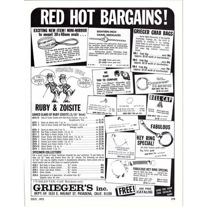 Grieger's Inc Lapidary Pasadena California 1972 Ad AF8-3