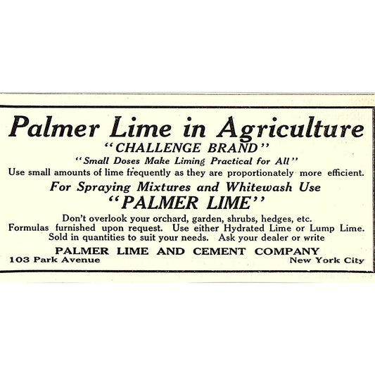 Palmer Lime and Cement Company New York City 1924 Ad AG3-M3