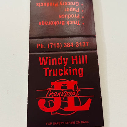 Windy Hill Trucking JL Transport Eau Claire WI Vintage Matchbook Cover TB6-MB2-1