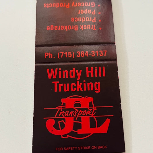 Windy Hill Trucking JL Transport Eau Claire WI Vintage Matchbook Cover TB6-MB2-1