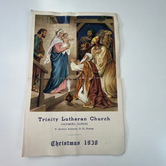 1938 Trinity Lutheran Church Galesburg IL Christmas Program P Arthur Johnson J17