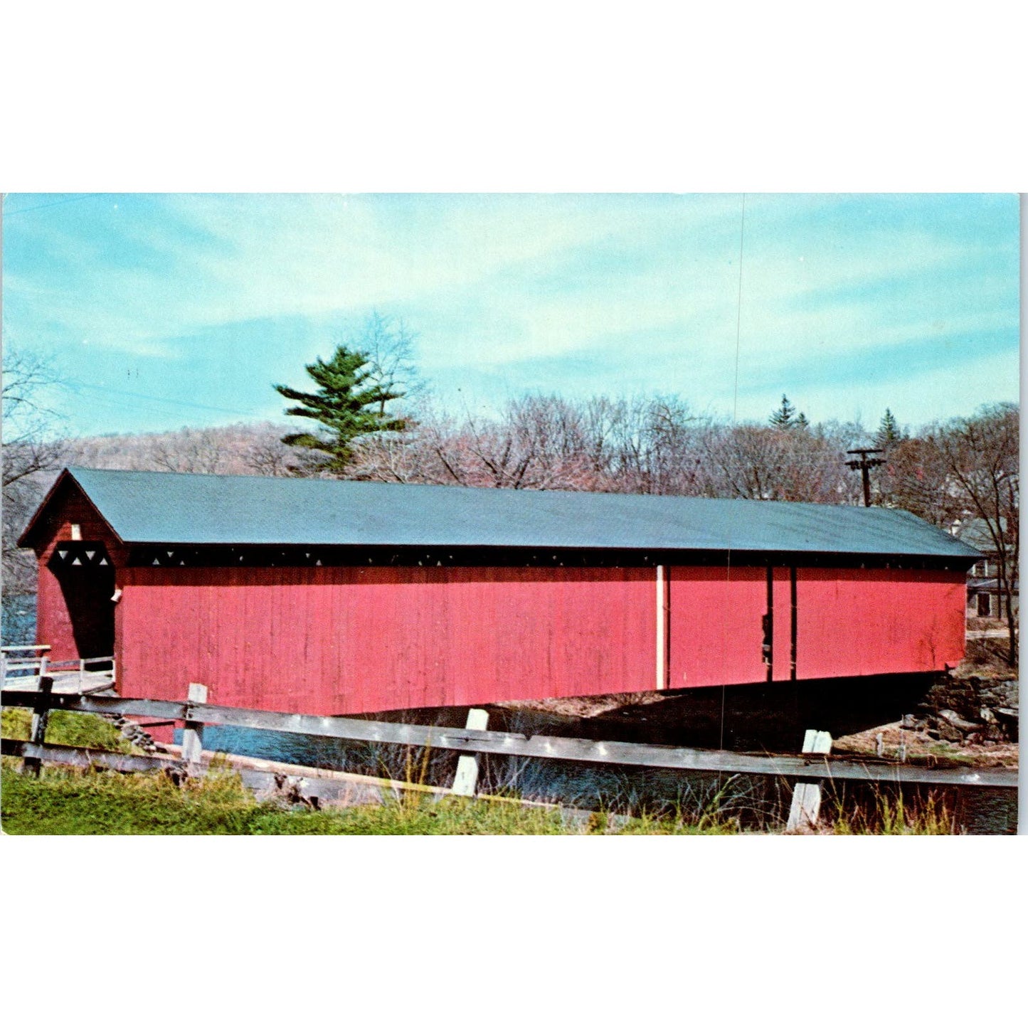 Ware River Bridge Gilbertville Connecticut Covered Bridge Postcard PB13