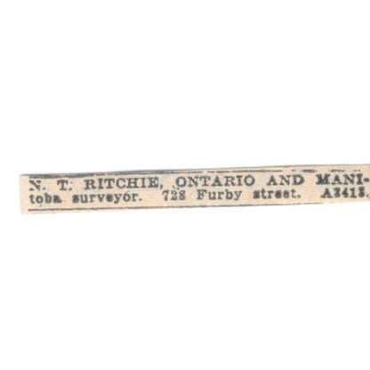 N.T. Ritchie, Ontario and Manitoba Surveyor 728 Furby St 1920 Ad AG2-S11