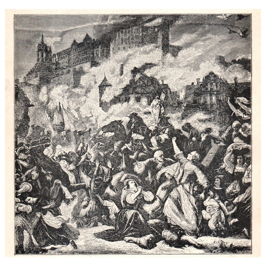Destruction of Heidelberg 1911 Engraving Print AF5-8
