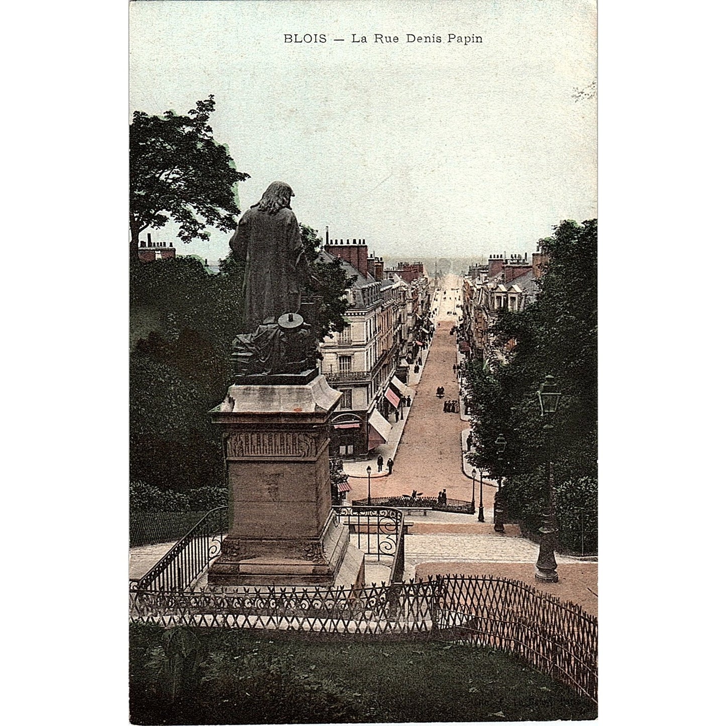 Blois La Rue Denis Papin French Antique Postcard PE17