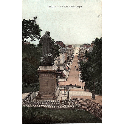 Blois La Rue Denis Papin French Antique Postcard PE17