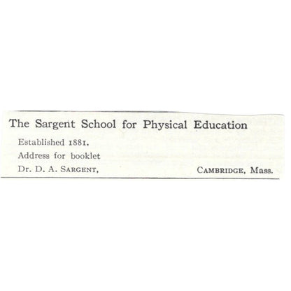 D.A. Sargent School for Physical Education Cambridge MA c1918 Ad AE5-SA10