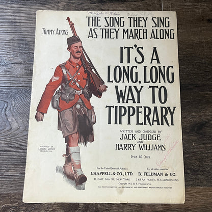 It's A Long Long Way to Tipperary Jack Judge Harry Williams 1912 Sheet Music V13