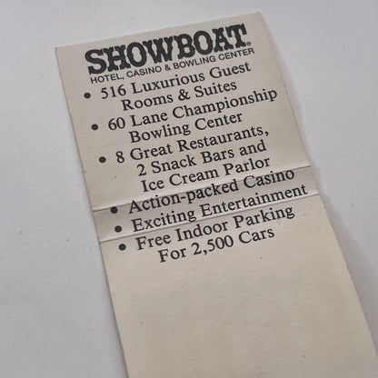 Showboat Hotel Casino Bowling Center Atlantic City NJ Matchbook Cover MM3-3
