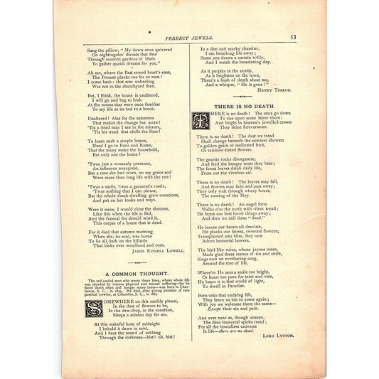 A Common Thought Henry Timrod, There is No Death Lord Lytton 1884 Poem TA5-CJ-4