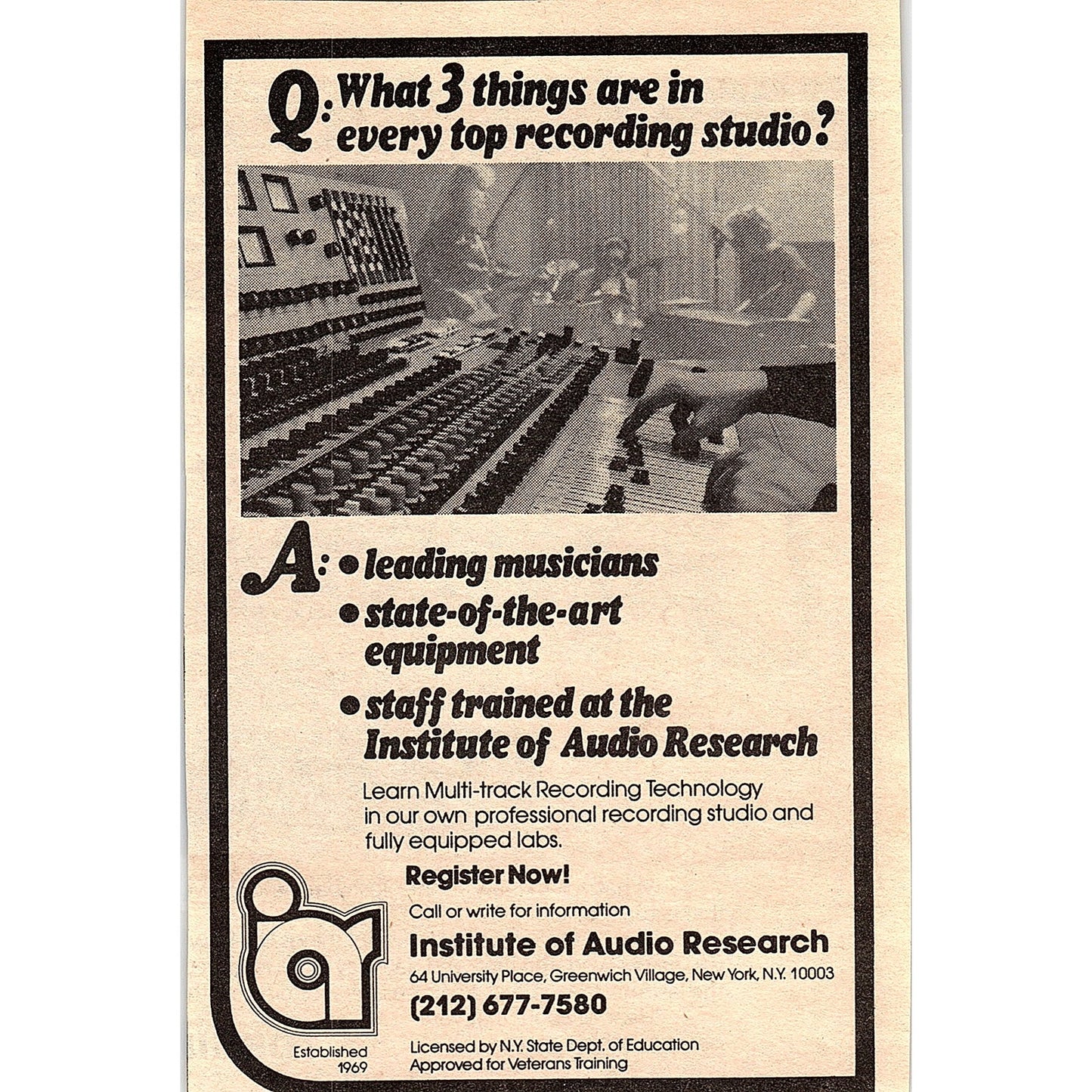 Institute of Audio Research Greenwich Village NY 1984 Ad AF8-H1