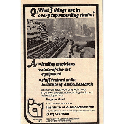 Institute of Audio Research Greenwich Village NY 1984 Ad AF8-H1