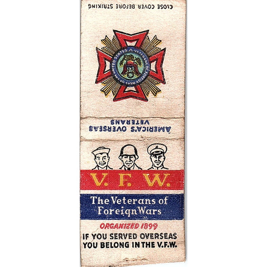 VFW Post 3742 F.O.E. Clubhouse 12th & Minnesota Aves Vtg Matchbook Cover SC7-Y7