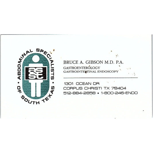 Bruce A Gibson Gastroenterology Corpus Christi Vintage Business Card SC9-B1