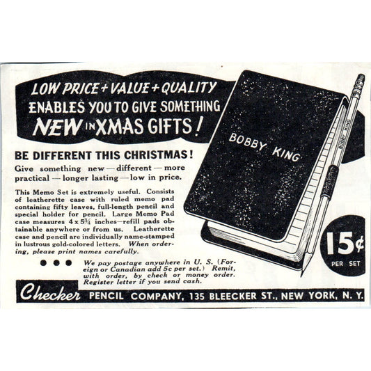 Checker Pencil Co New York NY 1930s Magazine Advertisement AE4-I1