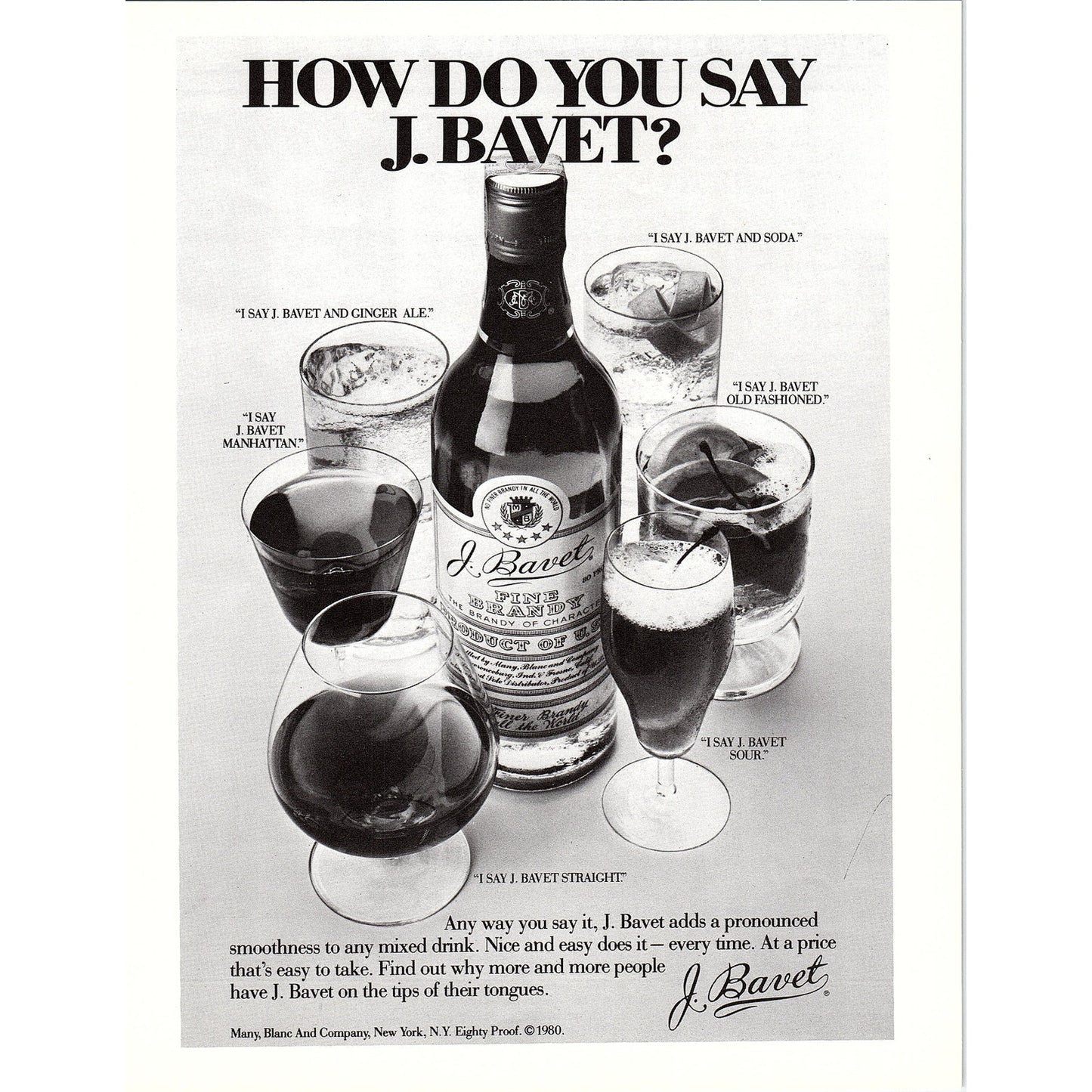 J. Bavet - Many, Blanc and Company NY 8x11" 1981 Ad D26