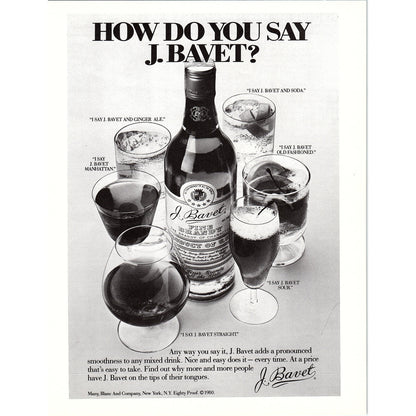 J. Bavet - Many, Blanc and Company NY 8x11" 1981 Ad D26