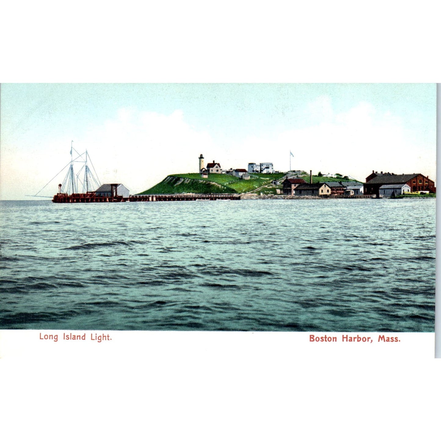 c1905 Long Island Light Boston Harbor MA Original Postcard PC9