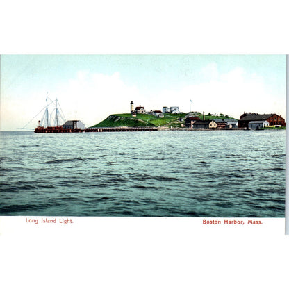 c1905 Long Island Light Boston Harbor MA Original Postcard PC9