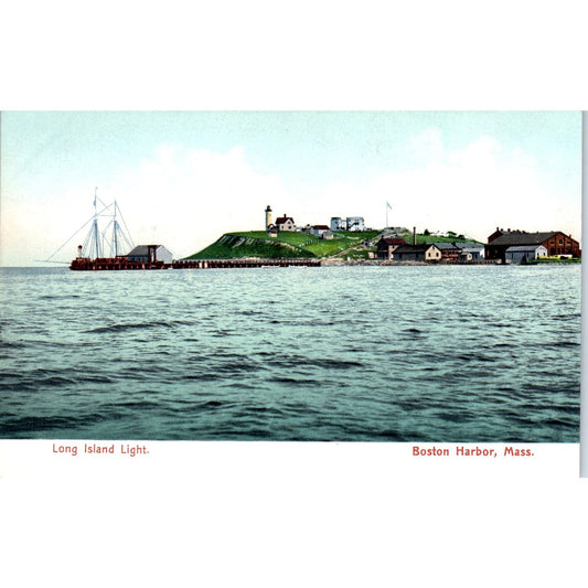 c1905 Long Island Light Boston Harbor MA Original Postcard PC9