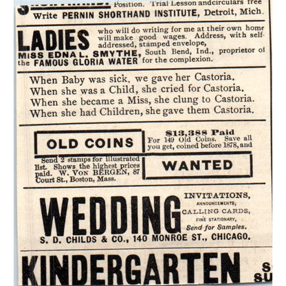 F.W. Goldthwait & Co Buttons Springfield MA c1890 Victorian Ad AE8-CH9