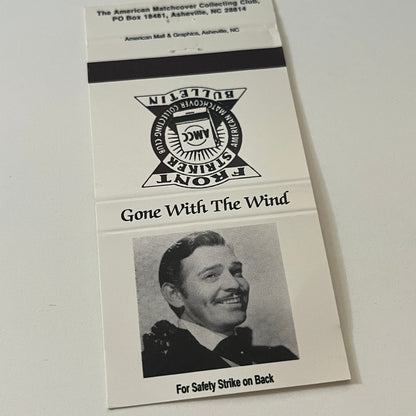 Front Striker Bulletin AMCC Gone With The Wind Vintage Matchbook Cover TB6-MB2-6