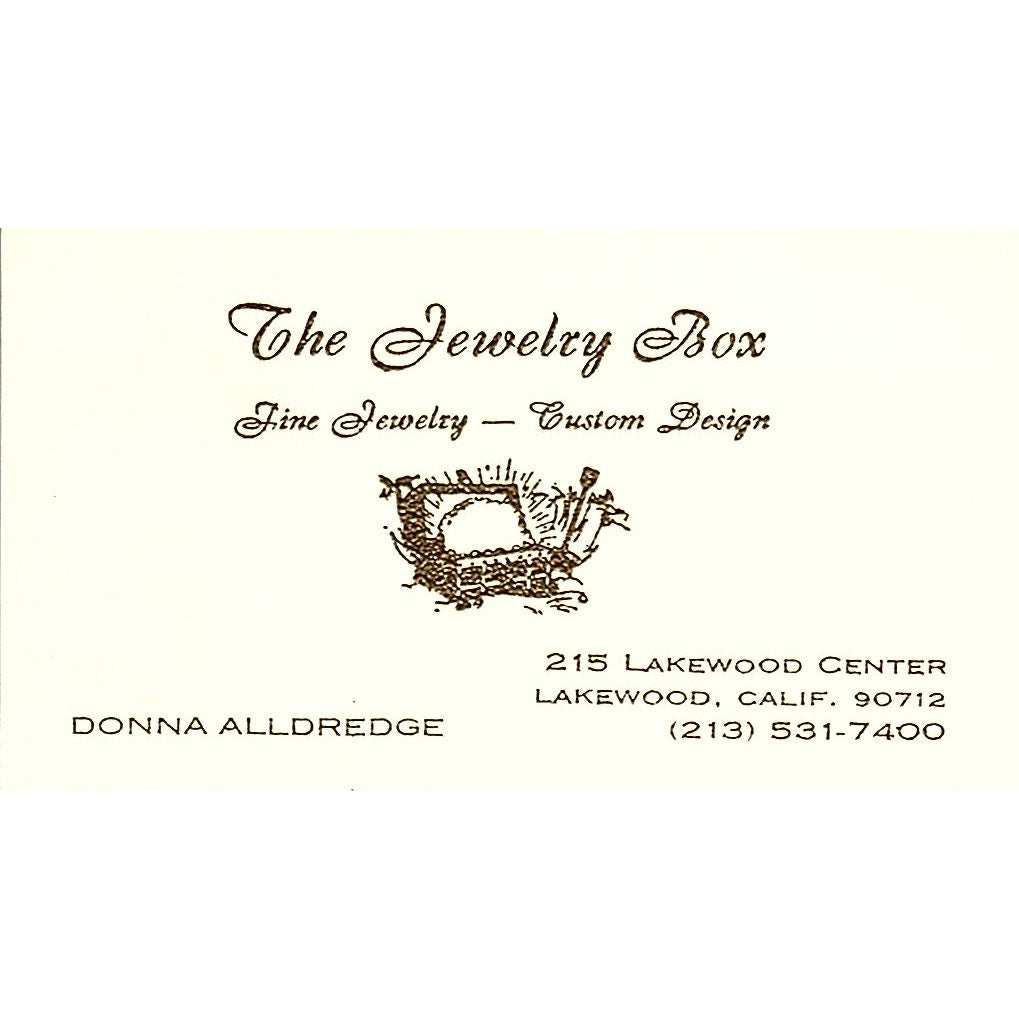 The Jeweller Box Donna Alldredge  Lakewood C.A  Vintage Business Card SF3-B9