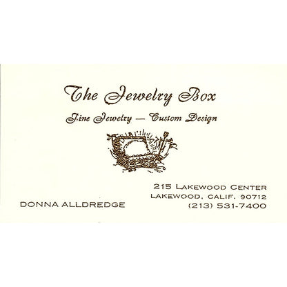 The Jeweller Box Donna Alldredge  Lakewood C.A  Vintage Business Card SF3-B9