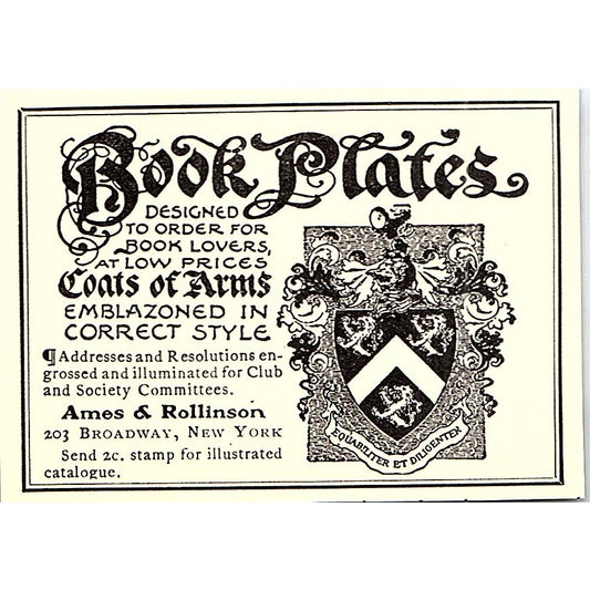 Book Plates Ames & Rollinson Broadway New York - 1904 Ad AF5-6