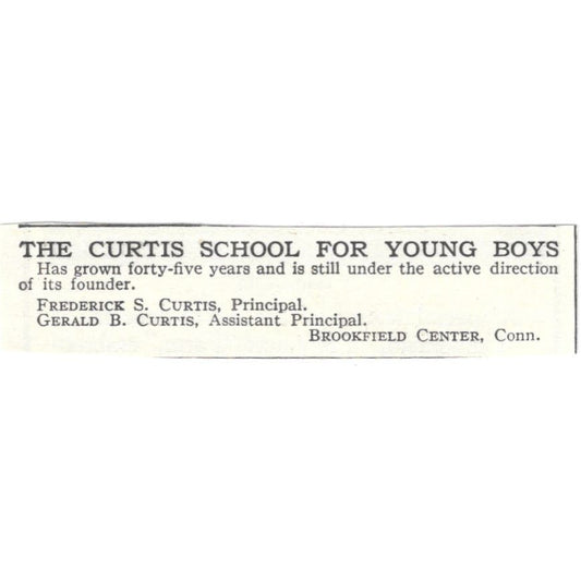 Frederick & Gerald Curtis School for Boys Brookfield Center CT c1918 Ad AE5-SA6