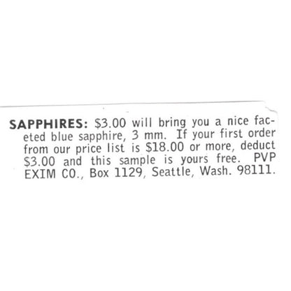 Pvp Exim Co Sapphires Seattle Washington 1972 Ad AF8-S11