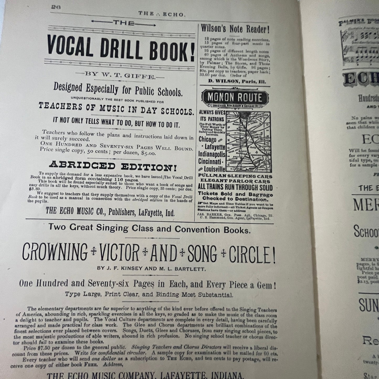 The Echo Music Journal 1890 Music Magazine LaFayette Indiana V33-4