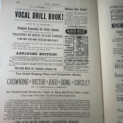 The Echo Music Journal 1890 Music Magazine LaFayette Indiana V33-4