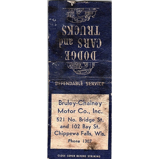 Bruley-Chainey Motor Co Inc Chippewa Falls WI Vintage Matchbook Cover SF3-Y3