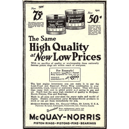 McQuay-Norris Piston Rings St. Louis MO 1924 Ad AG3-4