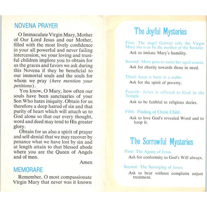 Novena Prayers and Rosary Atonement Friars Garrison NY Vintage Leaflet TH2-PC2