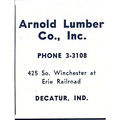 Arnold Lumber Co Inc 425 So Winchester Decatur Indiana 1964 Ad AG1-S14