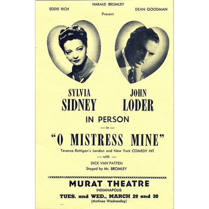 O Mistress Mine Sylvia Sidney John Loder Indianapolis IN 1947 Ad AF6-21