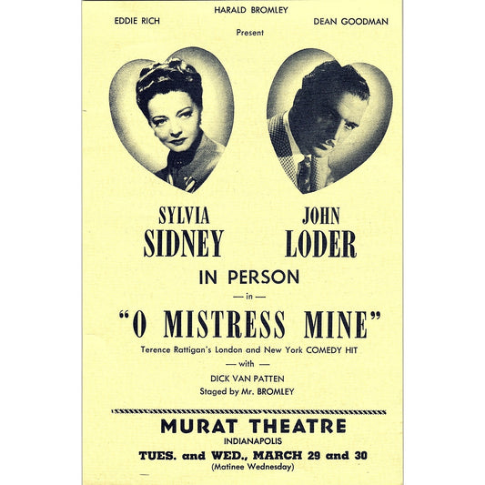 O Mistress Mine Sylvia Sidney John Loder Indianapolis IN 1947 Ad AF6-21