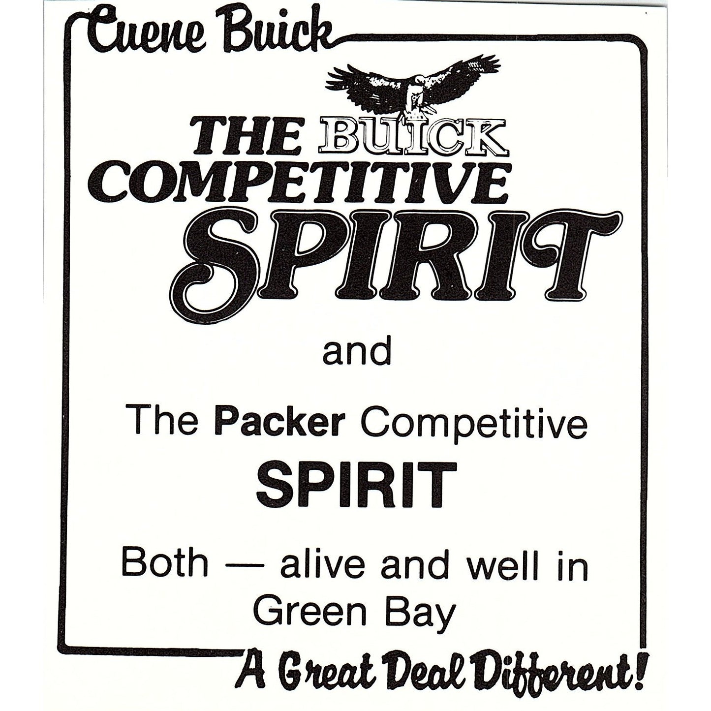 Cuene Buick Competitive Spirit Green Bay Packers 4x5" 1981 Ad AF6-17