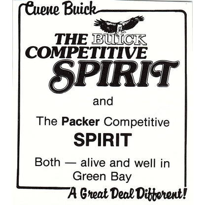 Cuene Buick Competitive Spirit Green Bay Packers 4x5" 1981 Ad AF6-17