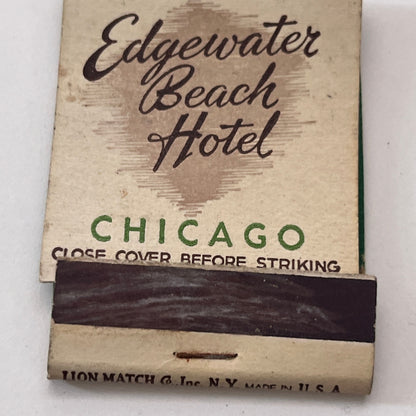 Edgewater Beach Hotel Lake Michigan Chicago IL Vintage Matchbook Cover TB8-MB-10