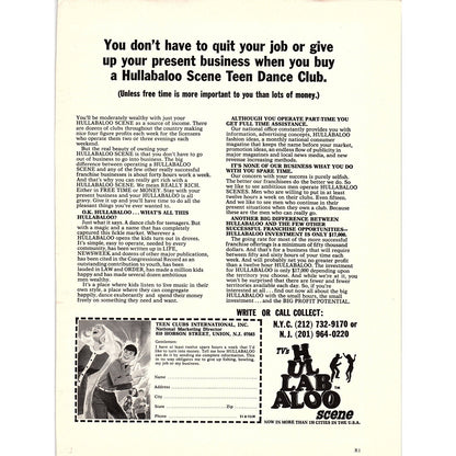 TV's Hullabaloo Scene Teen Dance Club - Union NJ 1967 Ad AG2-2